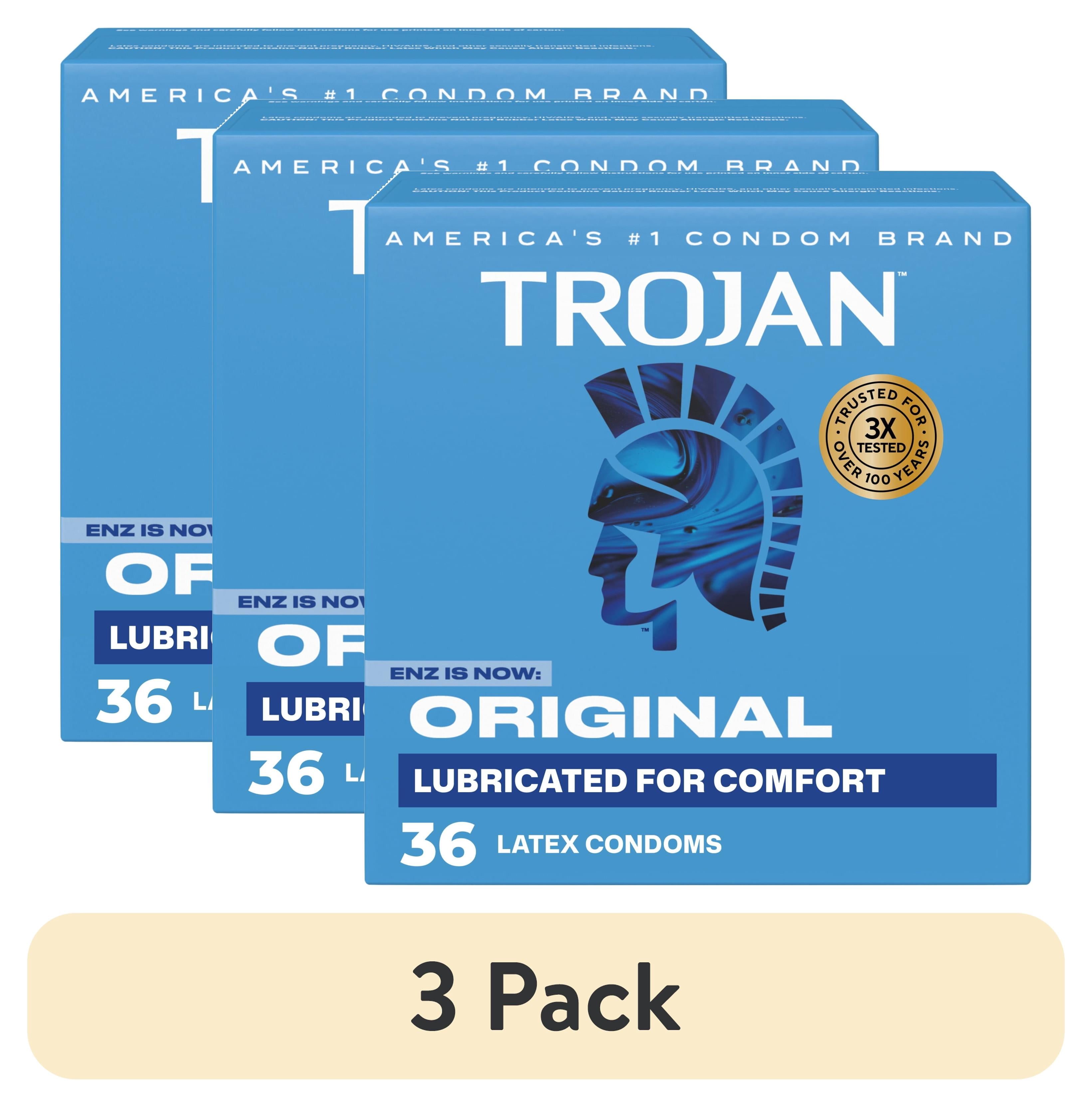 3 pack) Trojan Original Latex Lubricated Condoms for Men, Classic