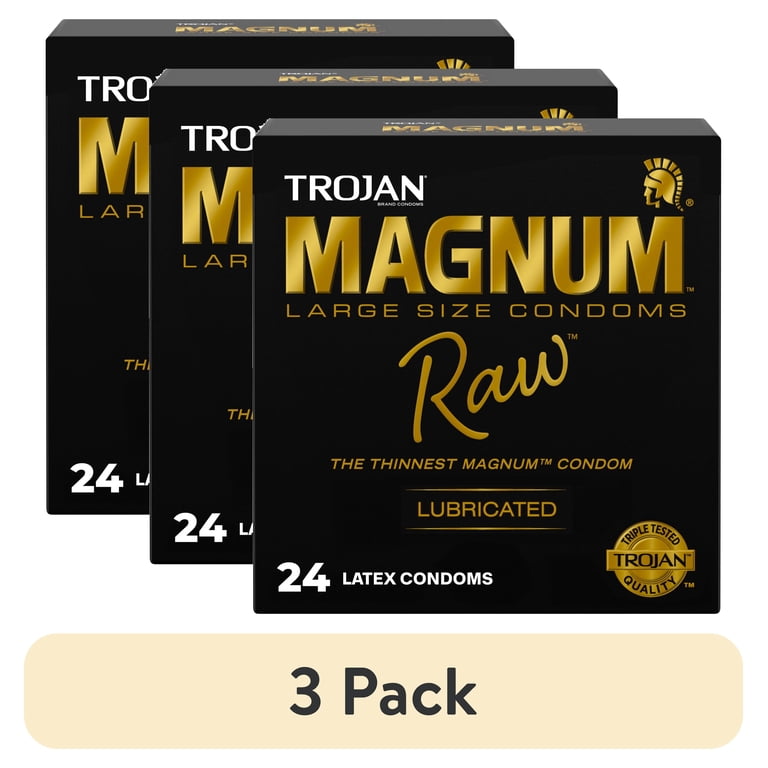 3 pack) Trojan Magnum Raw Large Size Condoms - 24 Count - Walmart.com