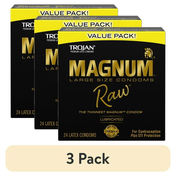(3 pack) Trojan Magnum Raw Large Size Condoms - 24 Count