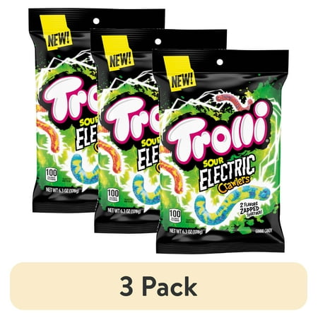(3 pack) Trolli Electric Crawlers 6.3 oz Bag