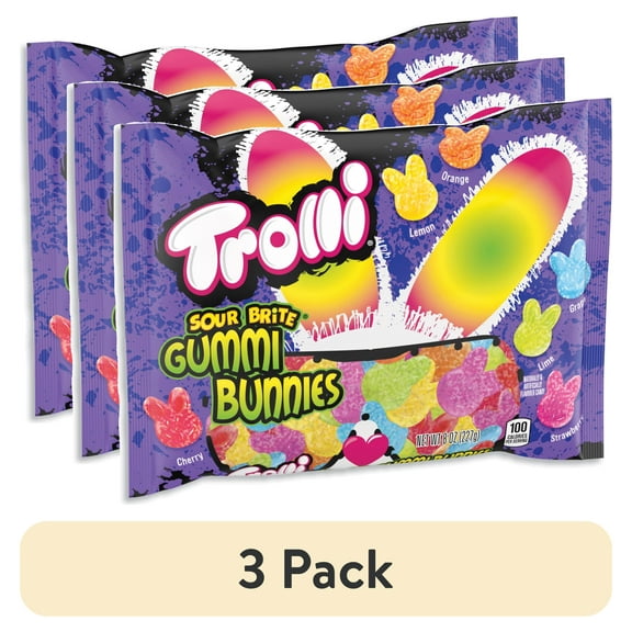 (3 pack) Trolli Sour Brite Gummy Bunnies, 8 oz, Bag