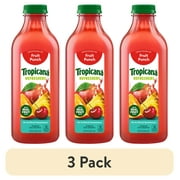 (3 pack) Tropicana Refreshers Fruit Punch Juice Drink, with Real Fruit Juice, 46 fl oz Bottle