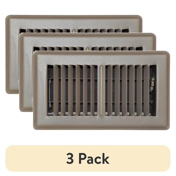 (3 pack) Tru Aire 4 in. H X 8 in. W 2-Way Powder Coat Brown Steel Floor Register