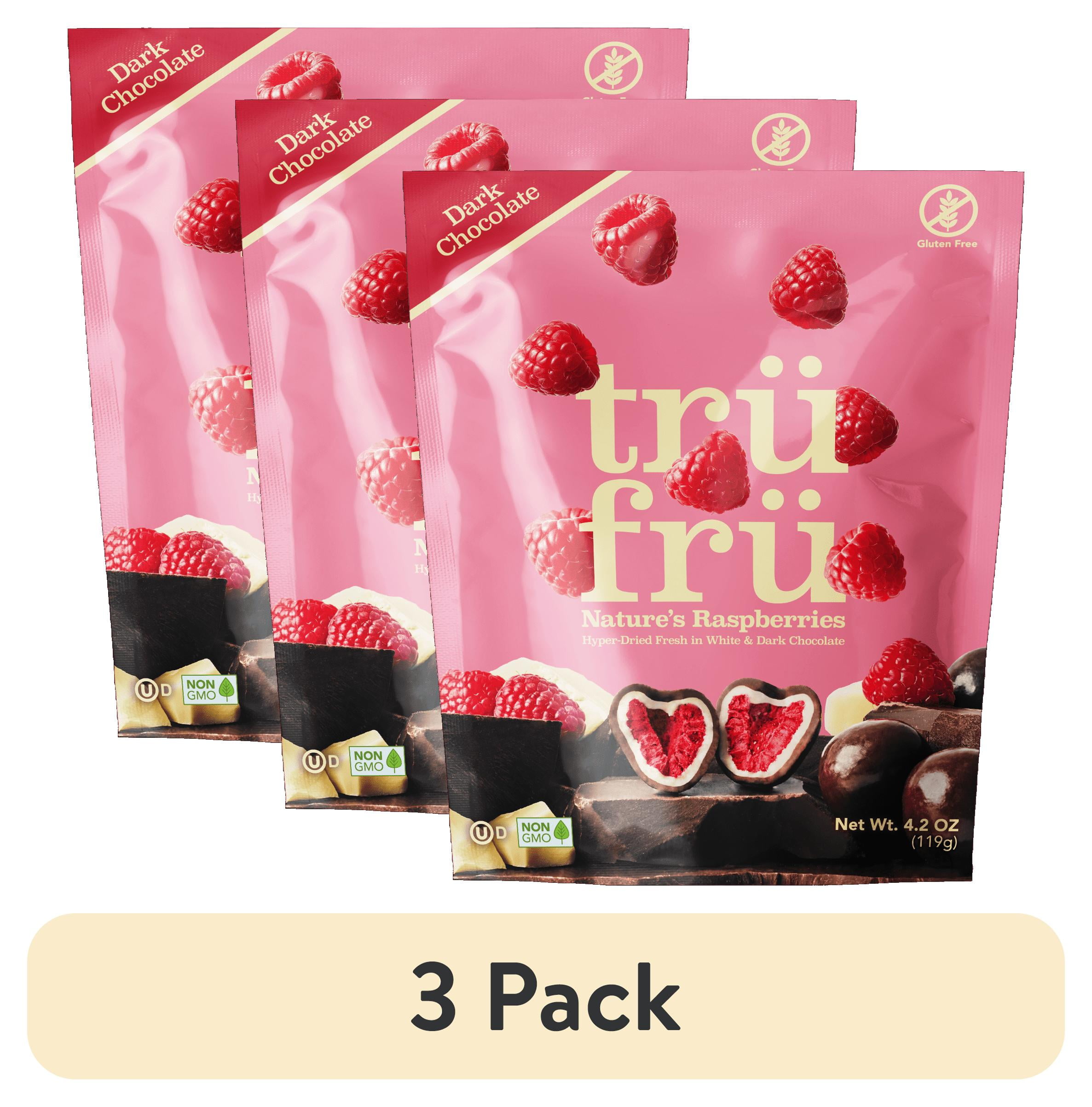 (3 pack) Tru Fru Dark Chocolate Dipped Hyper Dried Real Raspberries (4.2 oz)
