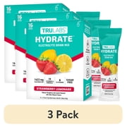 3 pack TruLabs Hydrate Powders Strawberry Lemonade, Electrolyte Drink Mix, 16 Stick Packets