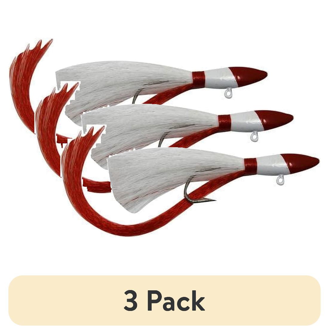 (3 pack) Tsunami Buster Red Tail Jig Fishing Lure 1/2 oz. – Red Head and White Mylar