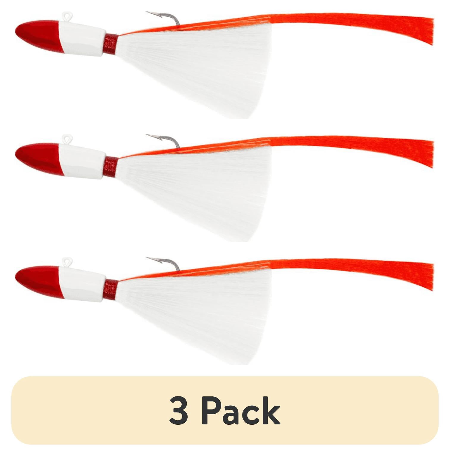 (3 pack) Tsunami Buster Red Tail Jig Fishing Lure – Red Head & White Mylar, 3/8 oz.