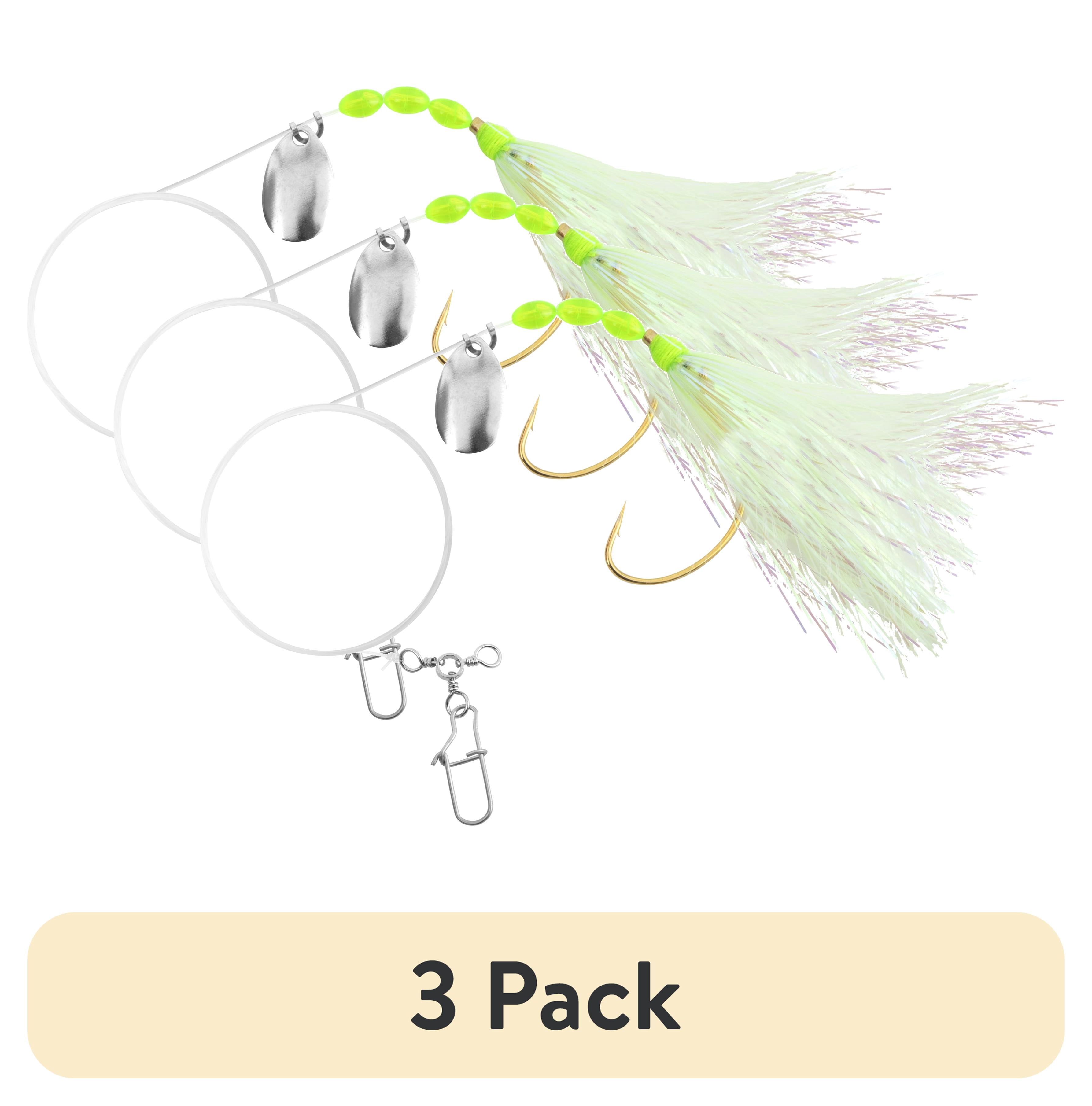 (3 pack) Tsunami Fluke Fishing Rig 2/0 – Chartreuse Flashabou