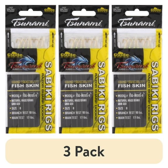(3 pack) Tsunami Sabiki Rig Fishing Lure with Hooks