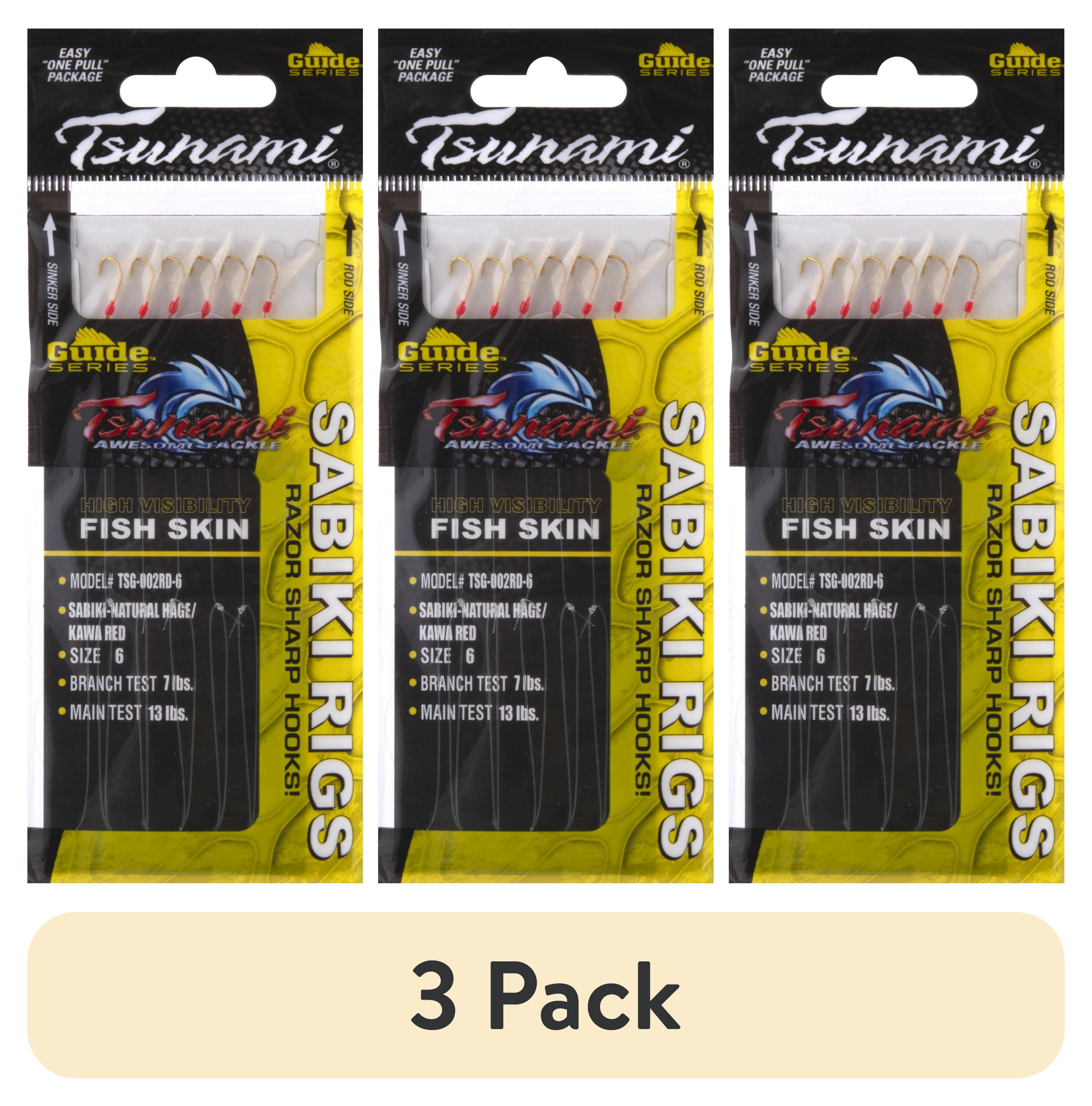 3 pack) Tsunami Sabiki Rig Fishing Lure, Natural Hage/Kawa Red