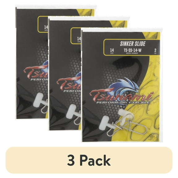 (3 pack) Tsunami Sinker Slide Fishing Terminal Tackle Size 14 – White, 2‑Count