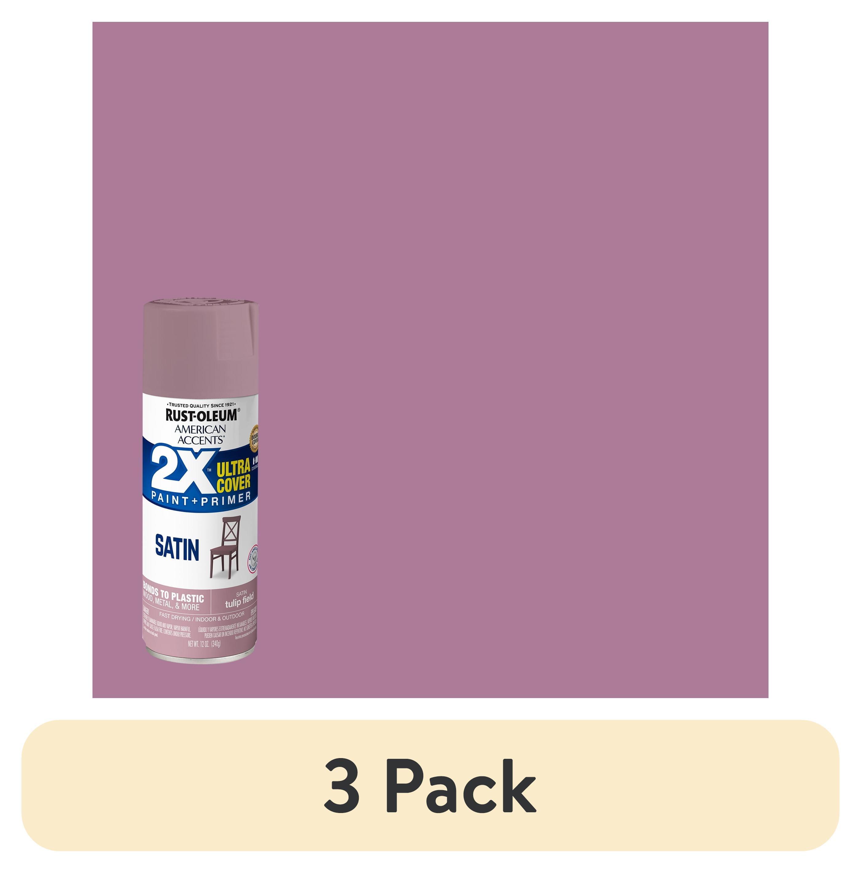 (3 pack) Tulip Field, Rust-Oleum American Accents 2X Ultra Cover Satin Spray Paint-389905, 12 oz