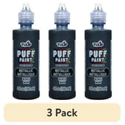 3 pack Tulip Puff Fabric Paint, Metallic Black, 4 fl oz, Liquid Gel