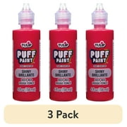 3 pack Tulip Puff Fabric Paint, Shiny, Shiny Deep Red, 4 fl oz, Liquid Gel