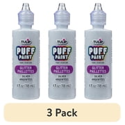 3 pack Tulip Puff Fabric Paint, Silver Glitter, 4 fl oz, Liquid Gel