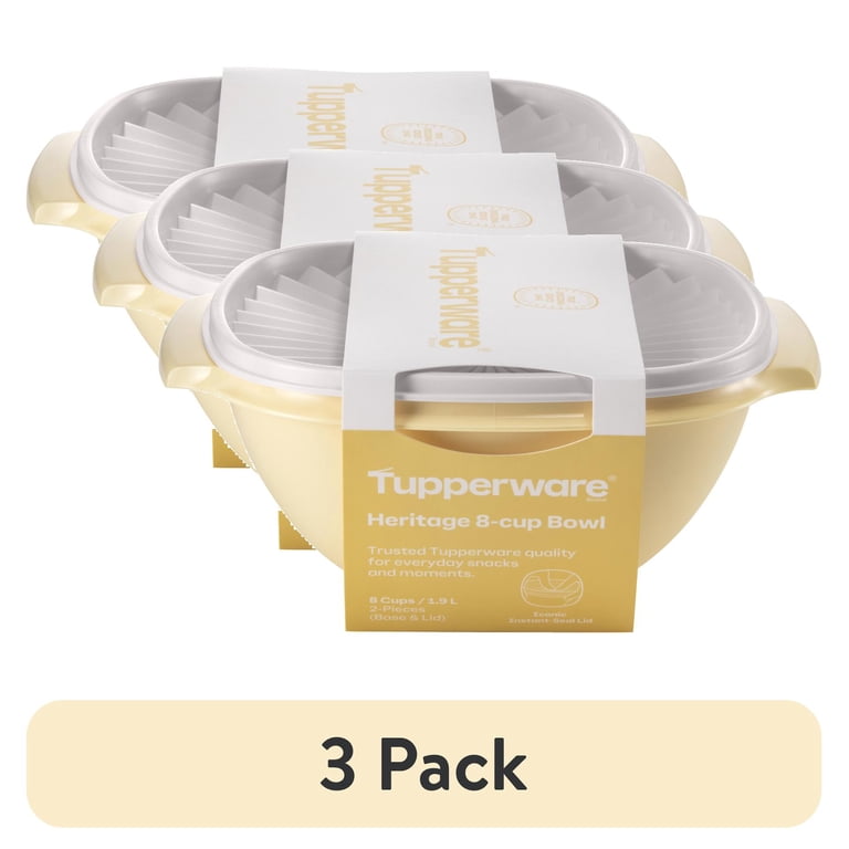 3 pack) Tupperware Heritage 8-Cup Food Storage Bowl with Lid