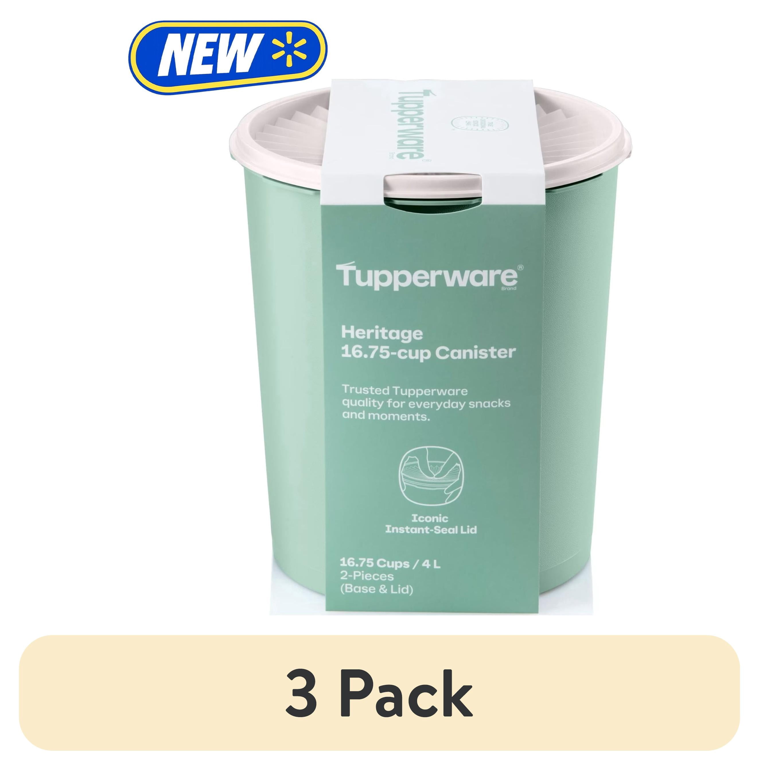 (3 pack) Tupperware Heritage 16.75-Cup Food Storage Canister with Lid, Green