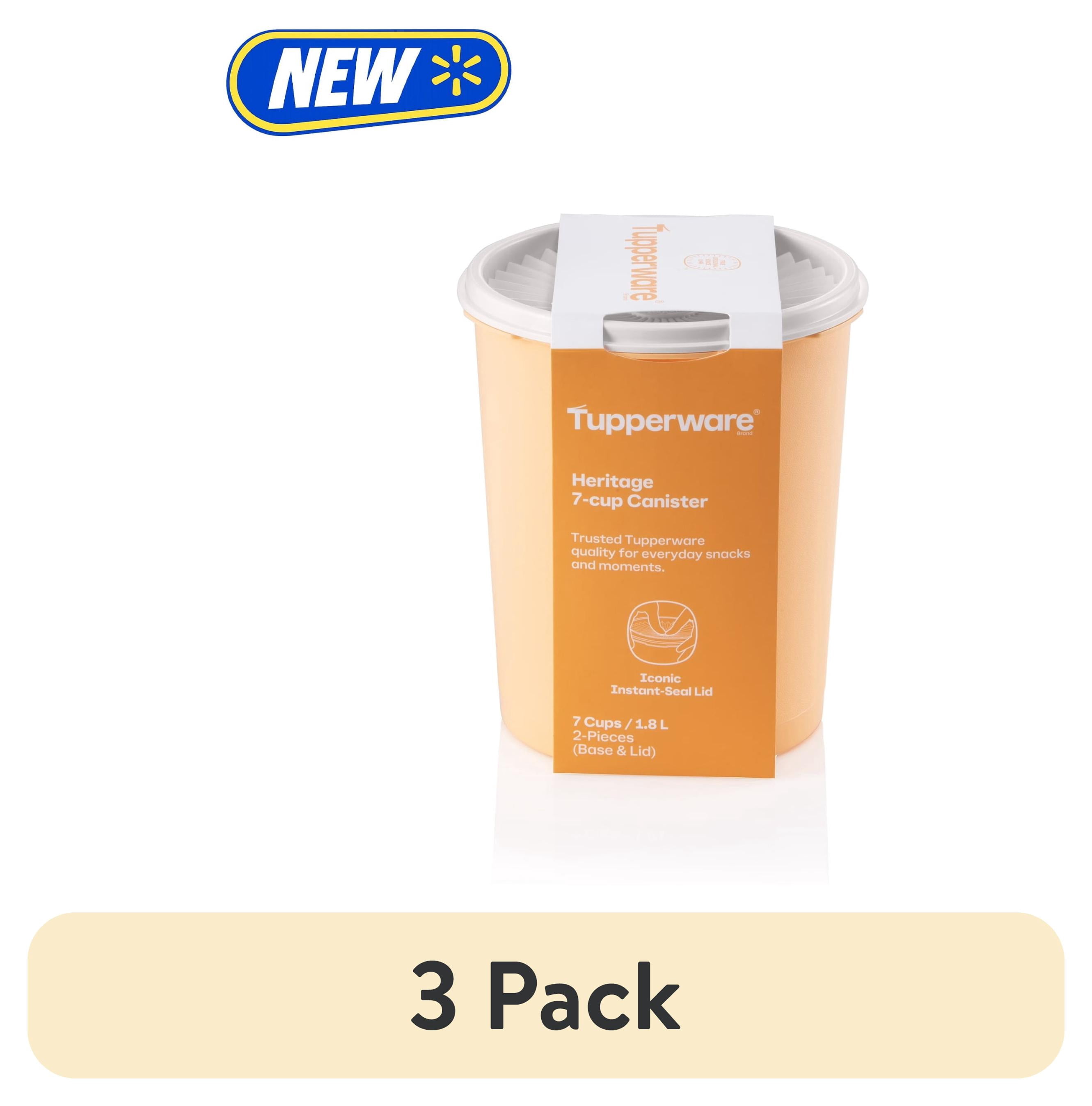 (3 pack) Tupperware Heritage 7-Cup Food Storage Canister with Lid, Peach