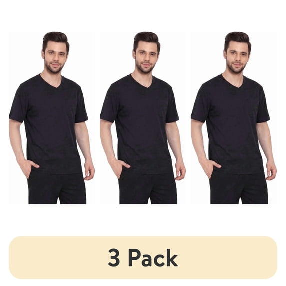 (3 pack) Turtle Bay New York Men's Heavyweight Short Sleeve V-Neck T-Shirt – Relaxed Fit Cotton Blend with Pocket