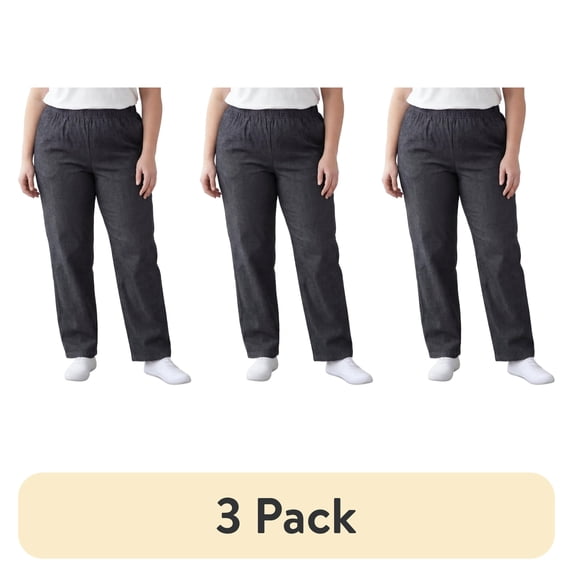 (3 pack) Turtle Bay New York Women's Lightweight Pull-On Stretch Denim Jeans, Elastic Waist Relaxed Fit Plus Sizes Available