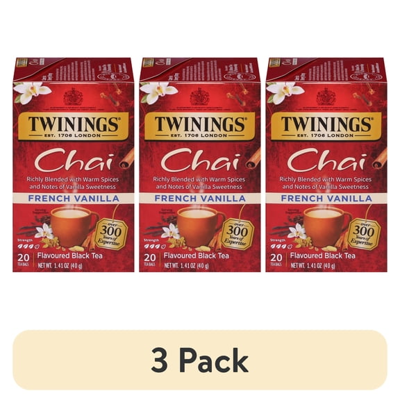 (3 pack) Twinings Chai French Vanilla Black Tea Bags, 20 Count Box