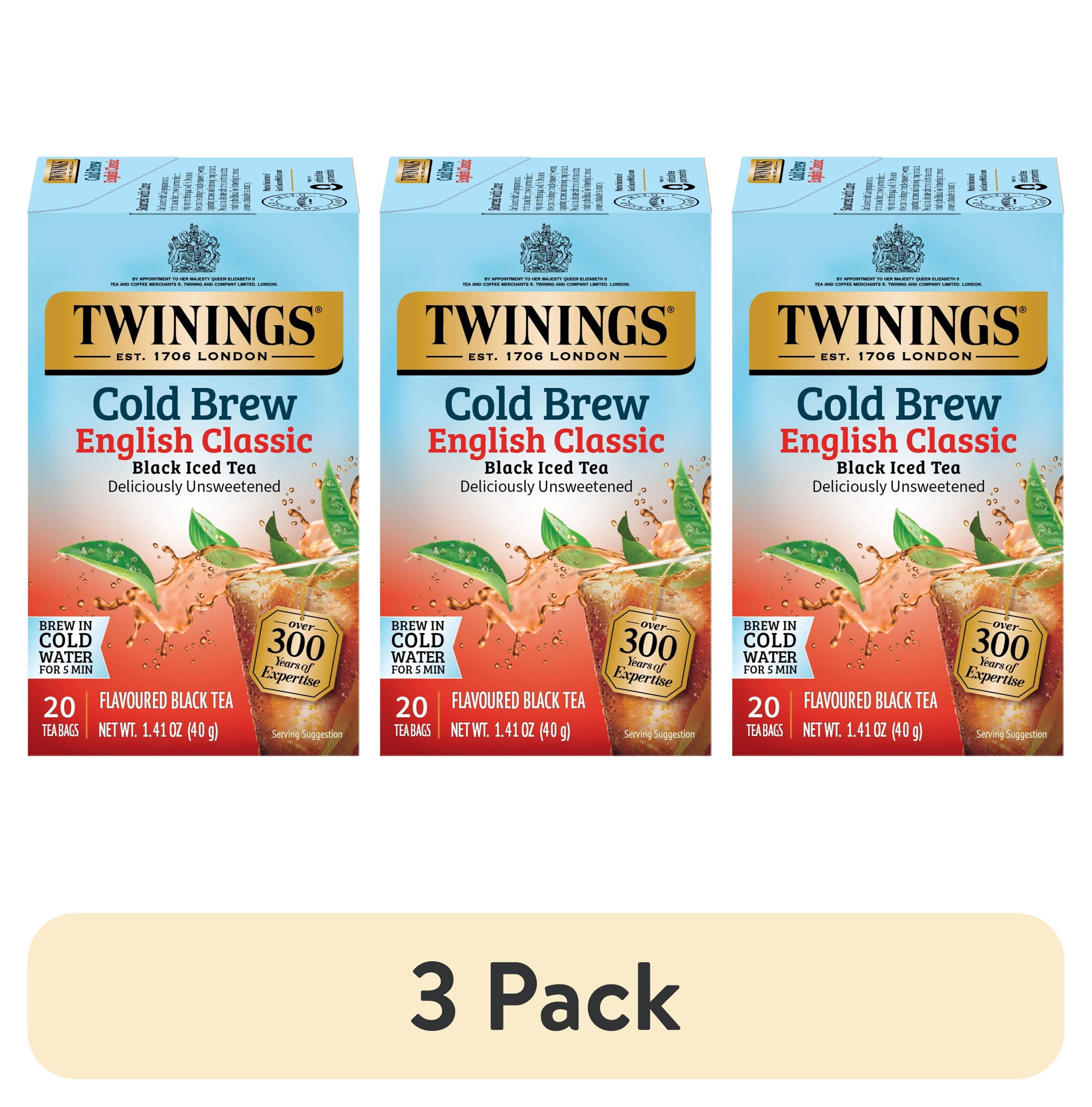 (3 pack) Twinings English Classic Cold Brew Iced Black Tea Bags, Unsweetened, 20 Count