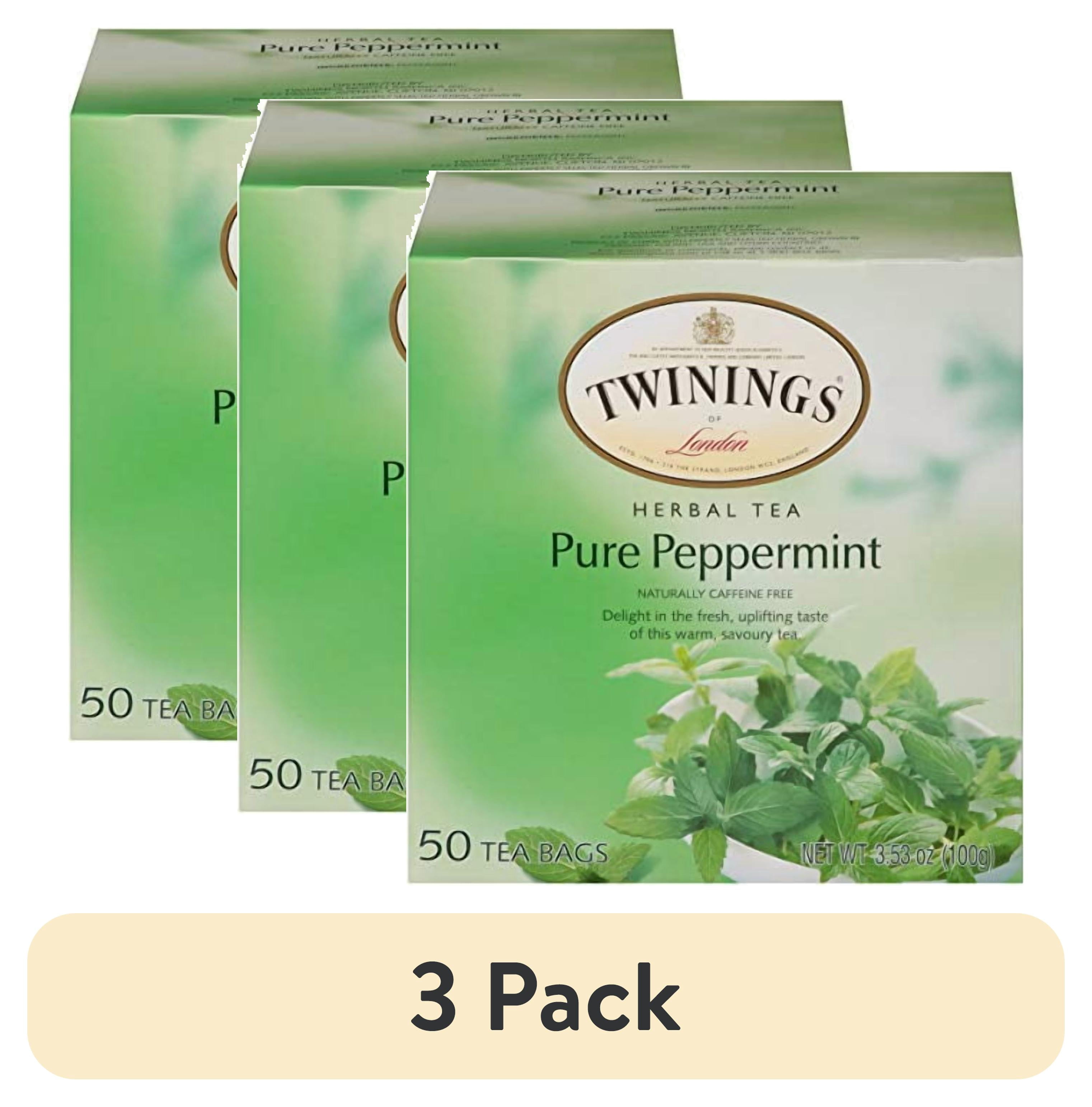 (3 pack) Twinings, Herbal Tea, Pure Peppermint, Caffeine Free, 50 Tea Bags, 3.53 oz