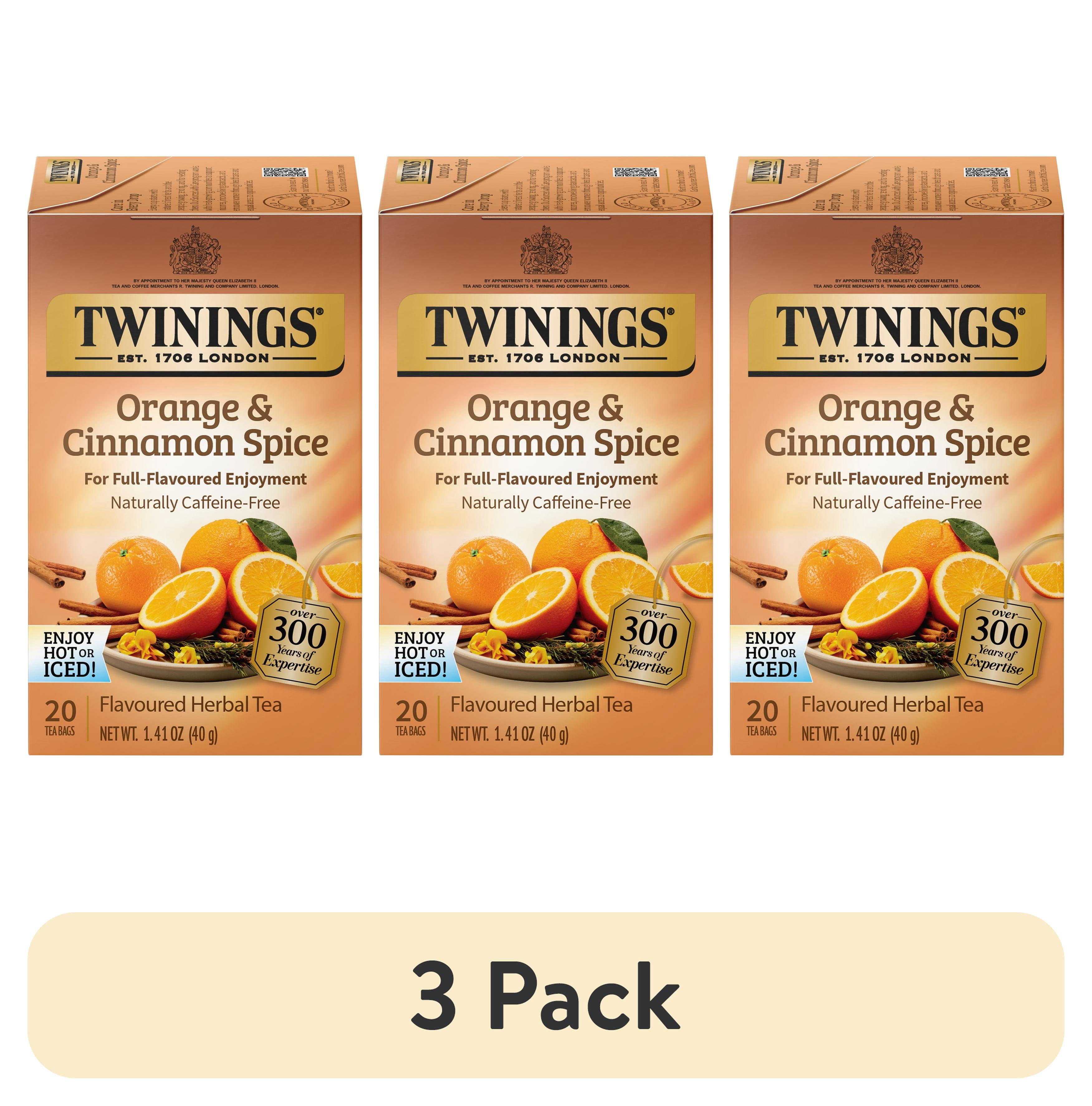 (3 pack) Twinings Orange, Cinnamon & Spice Herbal Tea Bags, Caffeine Free, 20 Count Box