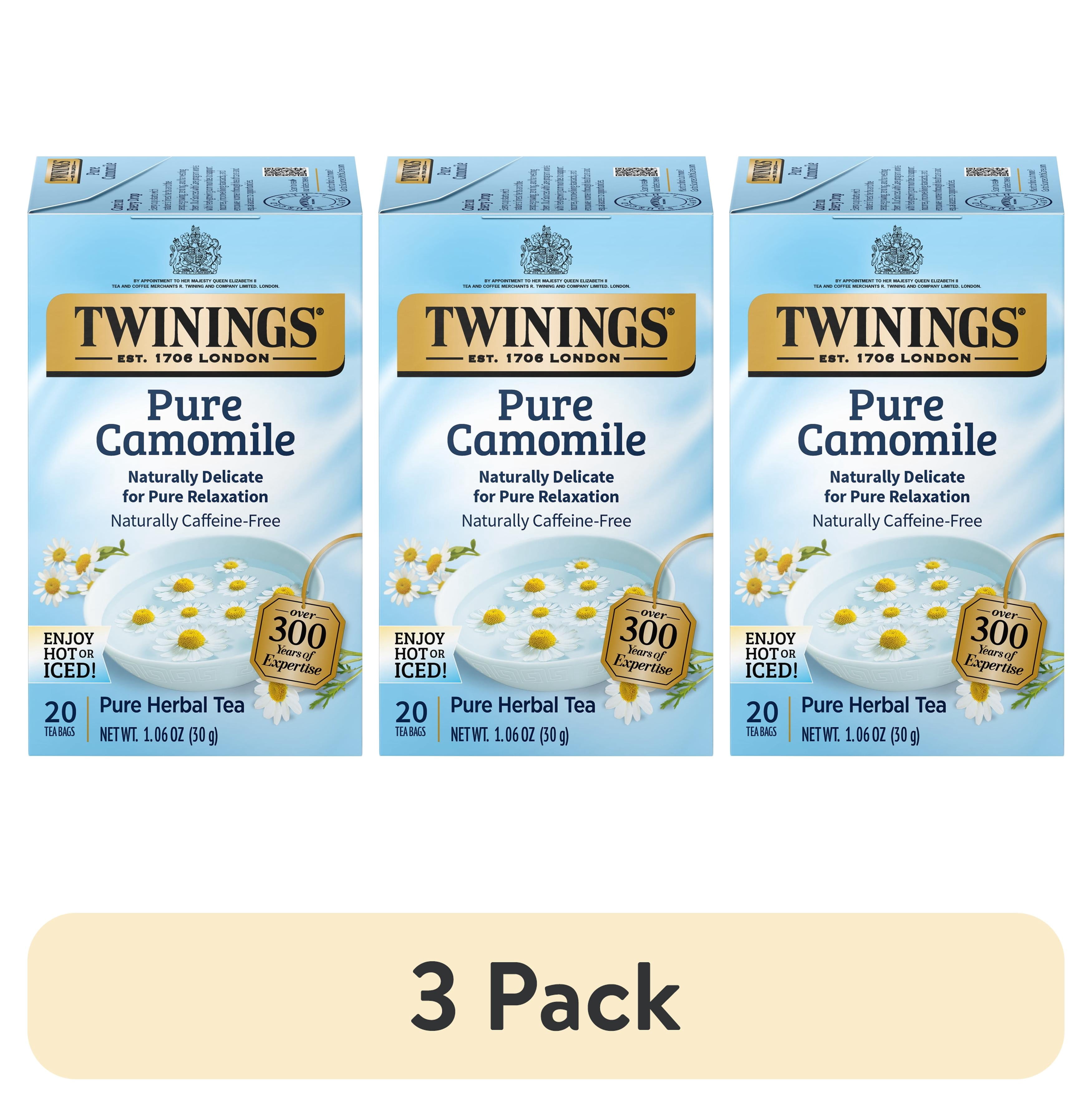 (3 pack) Twinings Pure Camomile Herbal Tea Bags, Naturally Caffeine Free, Soft & Floral, 20 Count