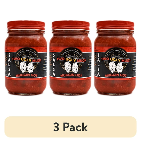(3 pack) Two Ugly Mugs Salsa Muggin Hot Habanero Salsa, 16 oz