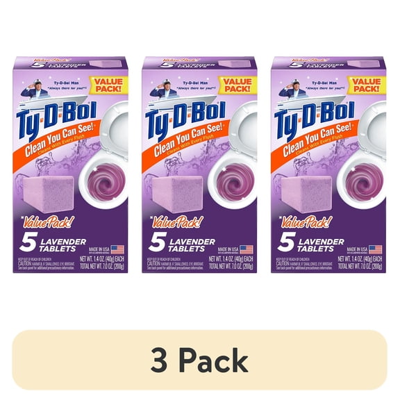 (3 pack) TyDBol Toilet Bowl Cleaner Tablets, Unscented, 5 Lavender Tablets