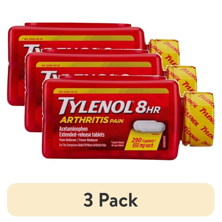 (3 pack) Tylenol 8 HR Arthritis Pain Extended Release Caplets, 650 Mg (290 ct.)