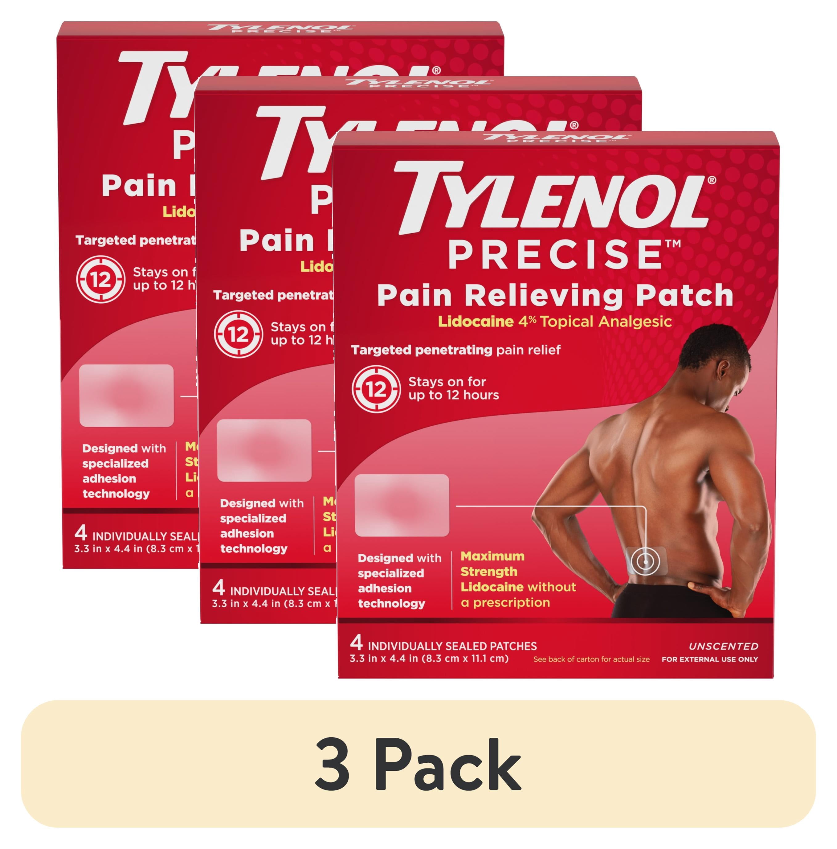 (3 pack) Tylenol Precise Large Pain Reliever Patches, Lidocaine 4%, 4 Count