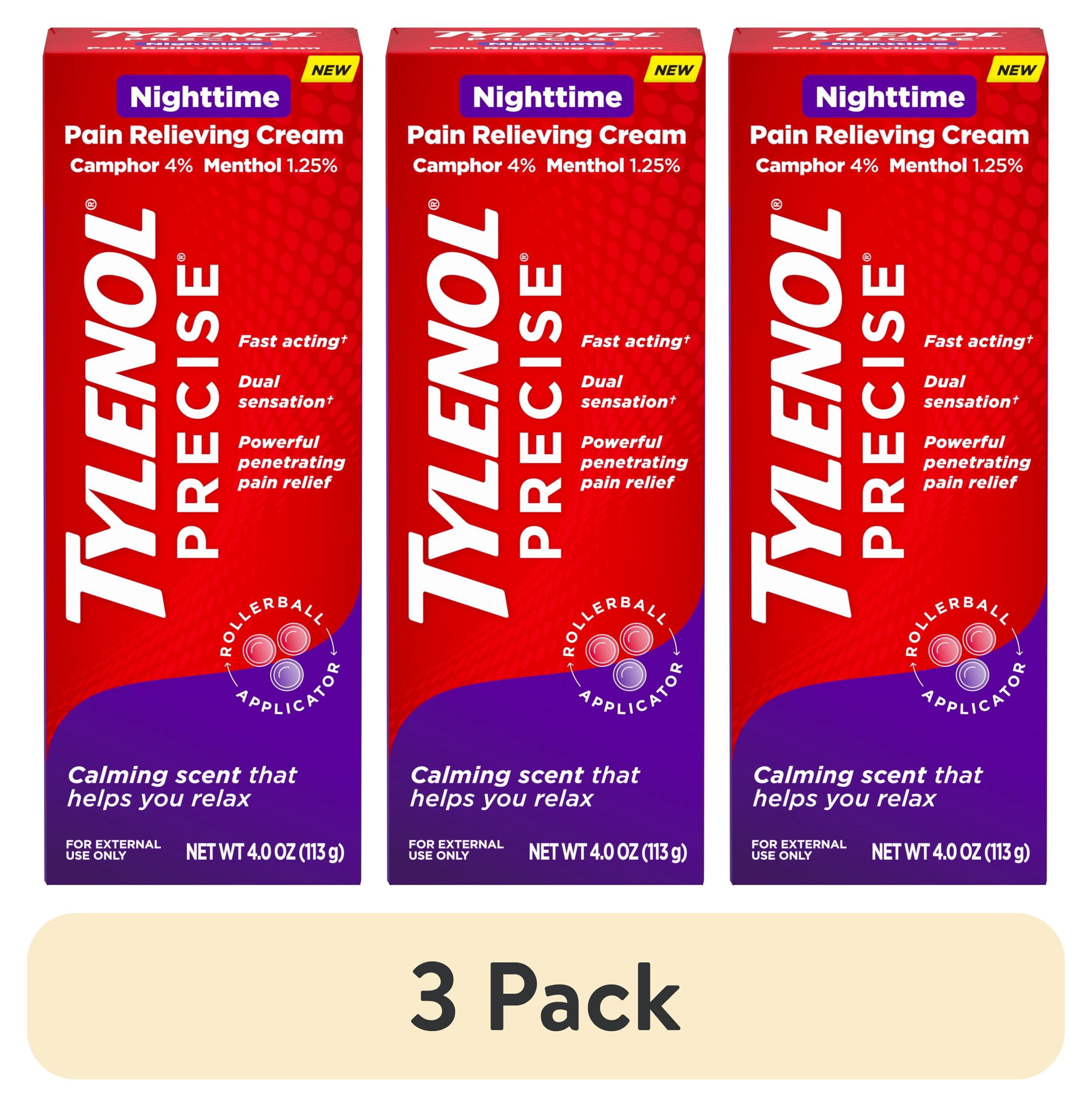 (3 pack) Tylenol Precise Nighttime Pain Relieving Cream, Calming Scent, 4 oz