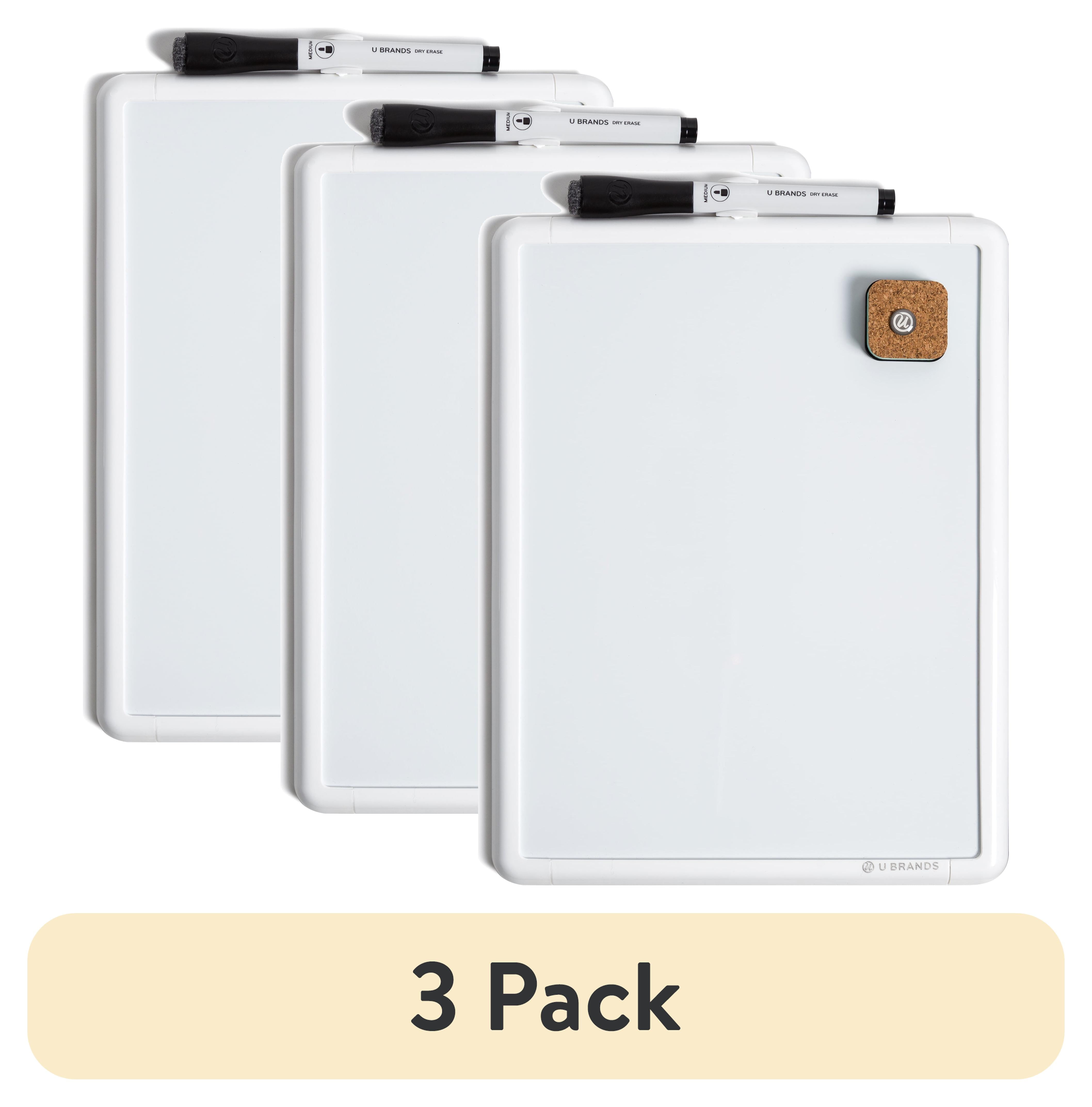 (3 pack) U Brands Contempo 8.5 x 11 Magnetic Dry Erase Whiteboard with Durable White Frame