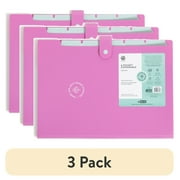 (3 pack) (3 pack) U Brands U-Eco 6 Pocket Expandable File Folder, Open Top Folder, Pink and Gray