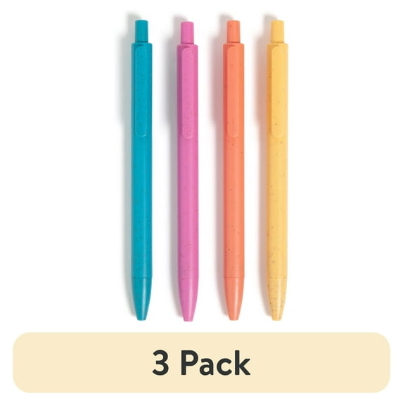 (3 pack) U Brands U-Eco Ballpoint Pens, Fine Point, 0.7mm, Black Ink, 4 Count