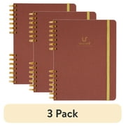 U Style Antimicrobial Linen Textured Hard Cover Journal with Microban, 7.75" x 10", Brown, 200 Pages