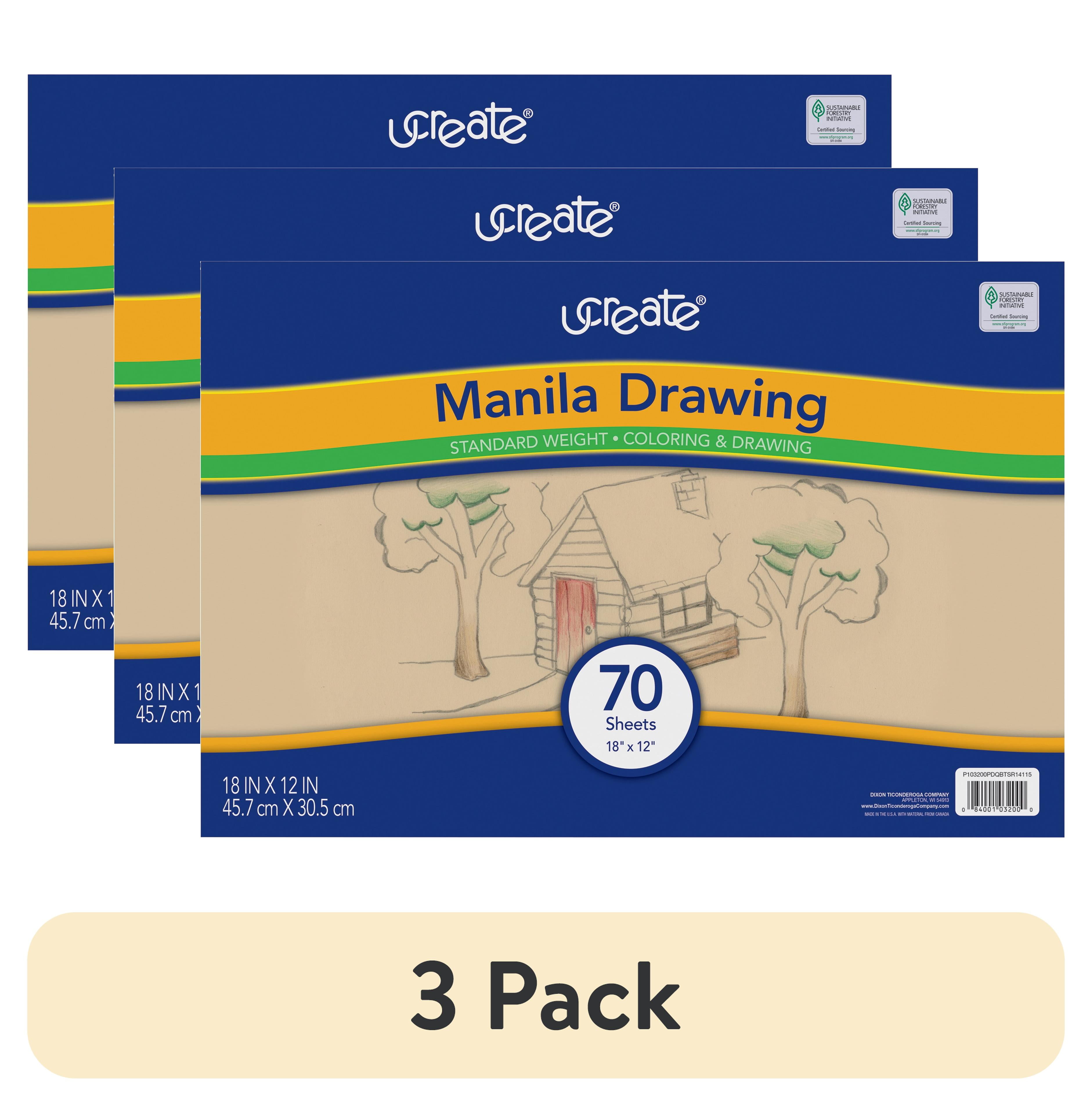 (1 pack) UCreate Drawing Paper, Standard Weight, 18 in x 12 in, Manila ...