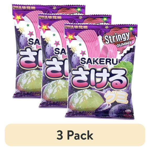 (3 pack) UHA Mikakuto Sakeru Gummy Candy – Peelable Fruit Gummies Made in Japan