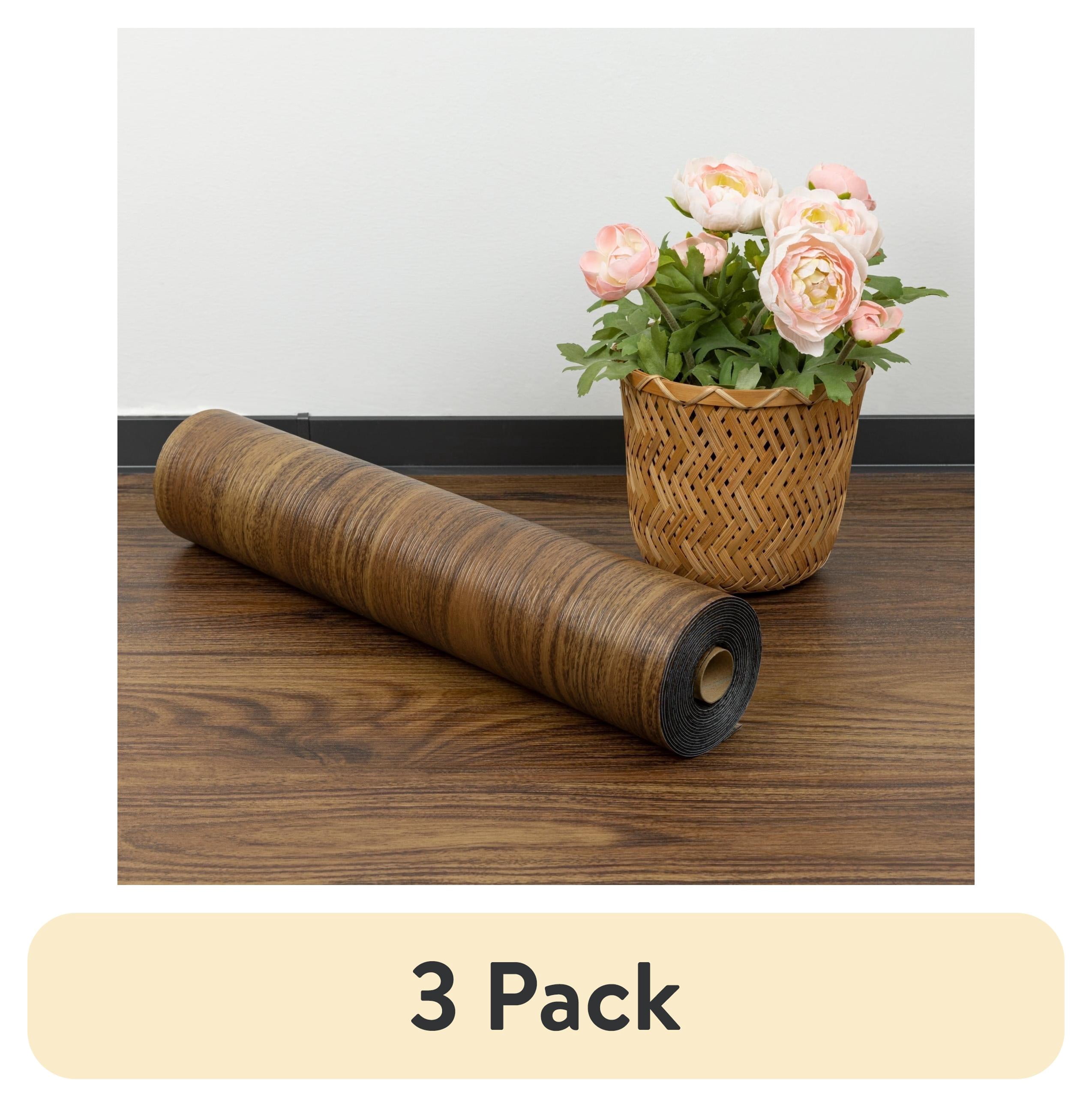(3 pack) UMIGGEE 15.7-in x 236-in/25.7 Sq.Ft Brown Peel and Stick Vinyl Flooring Roll Thicken Self-Adhesive Vinyl Wood Grain Floor Wear-Resistant Easy DIY Install Home Decor
