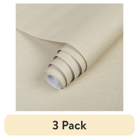 (3 pack) UMIGGEE Beige/Cream Texture Wallpaper 15.7-in x 118-in Faux Grasscloth Imitation Cloth Peel and Stick Vinyl Wallpaper Self-Adhesive Removable Contact Paper for Home Decoration