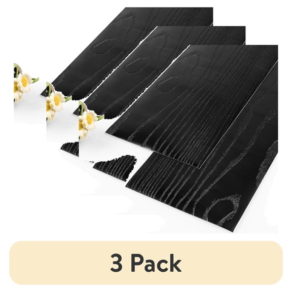 (3 pack) UMIGGEE Black Peel Stick Flooring 35-in x 5.7-in x 1.0mm 20-Pcs Vinyl Flooring Wood Grain Floor Tiles Easy to Install for Bathroom Kitchen Living Room