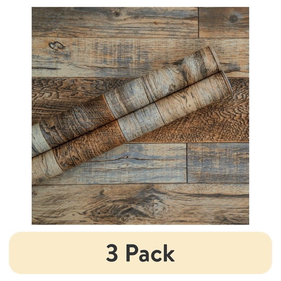 (3 pack) UMIGGEE Brown Wood Wallpaper Plank Peel and Stick Wallpaper 17.5" x 118" Faux Removable Contact Paper Self Adhesive Wallpaper for Wall Covering Home Decor