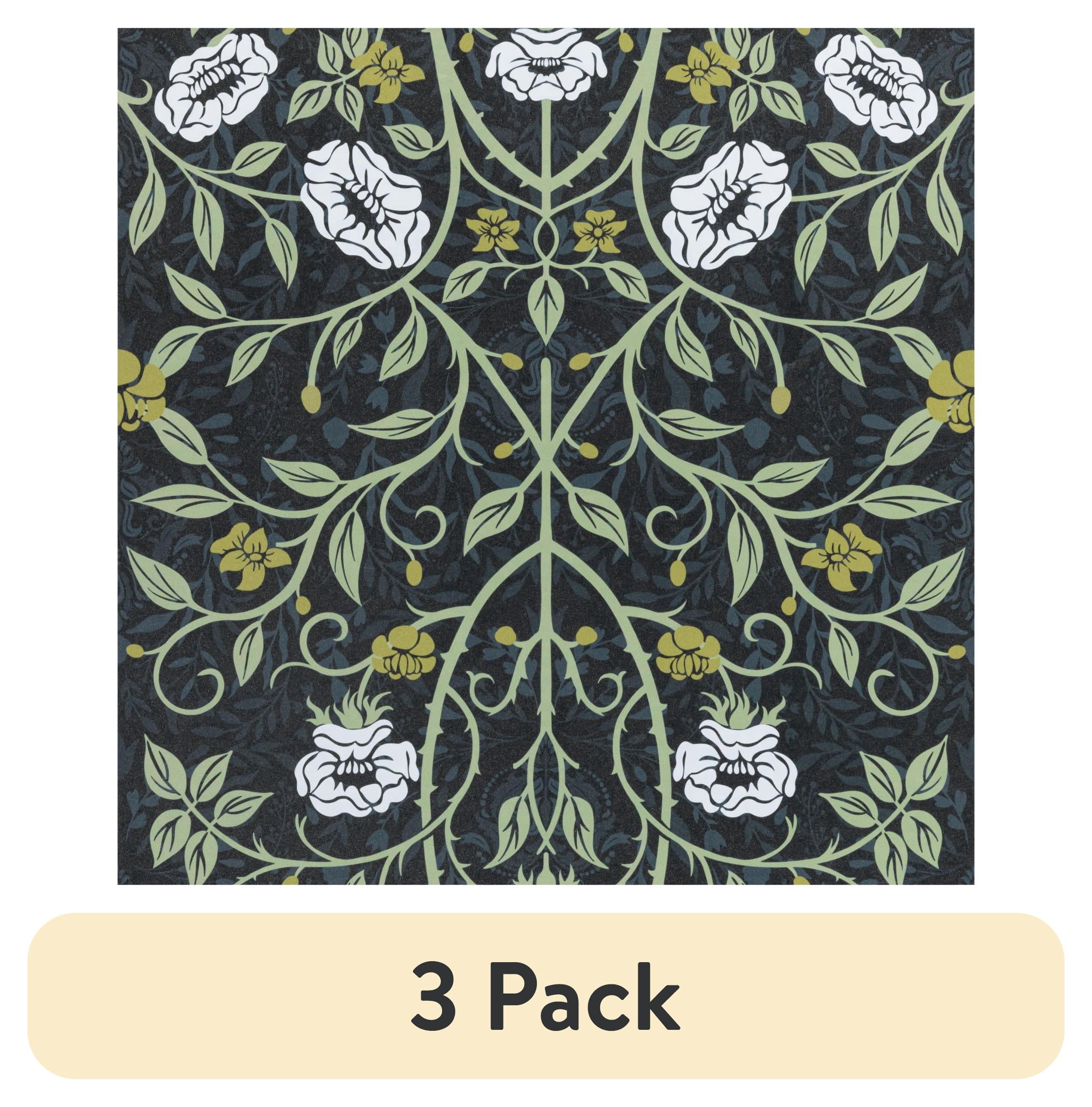(3 pack) UMIGGEE Floral Wallpaper Peel and Stick Floral Green Wallpaper Self Adhesive Flower Wall Paper Contact Paper 17.7" x 118" Home Decor Wall Covering Old Furniture Renovation