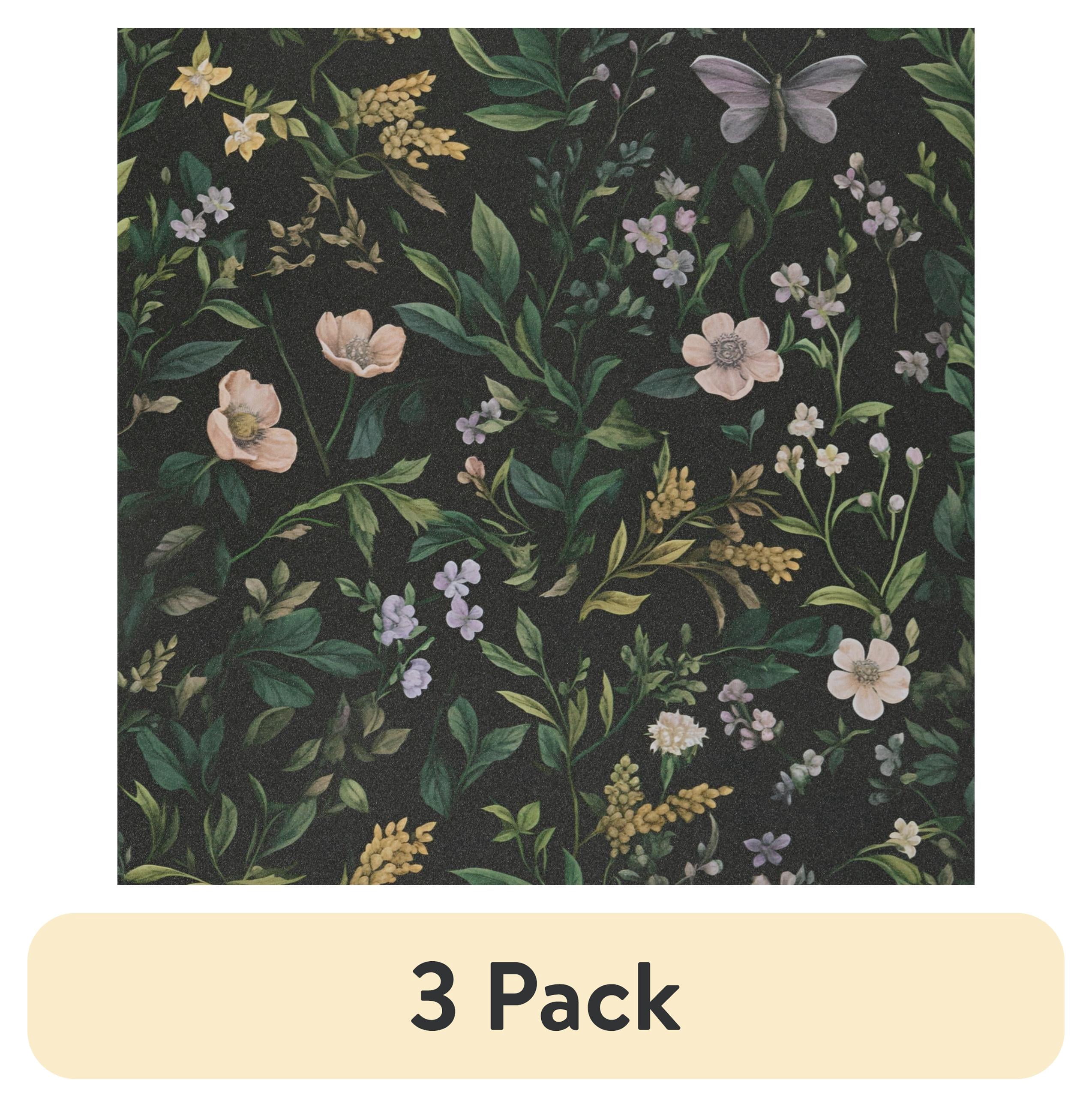 (3 pack) UMIGGEE Floral Wallpaper Peel and Stick Wallpaper Self Adhesive Black Wall Paper Butterfly Contact Paper 17.3-in x 118-in Home Decor Wall Covering Old Furniture Renovation