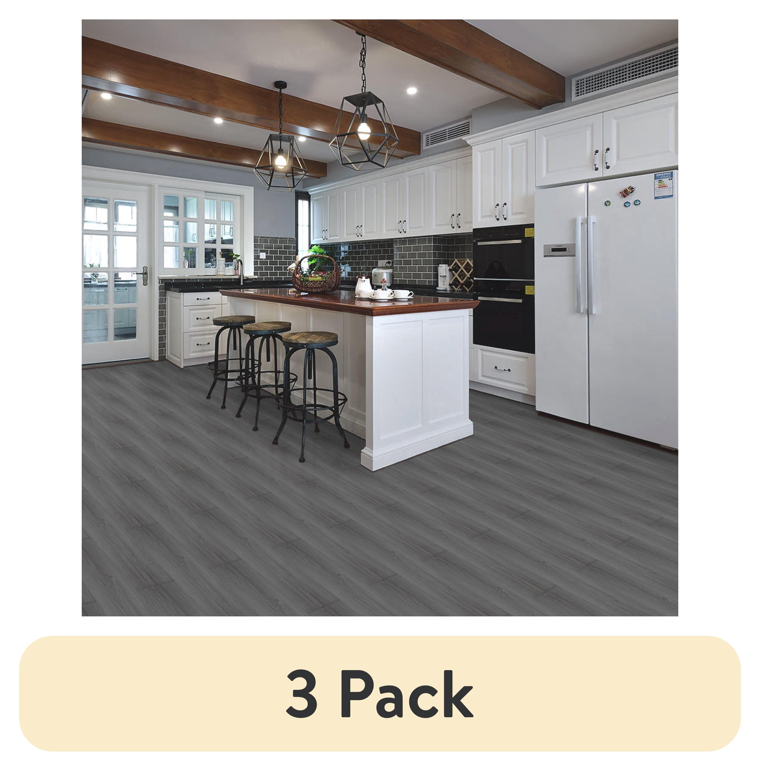 (3 pack) UMIGGEE Gray Peel Stick Flooring 36" x 6" 10 Pieces/Pack Vinyl Wood Look Flooring Thin Tiles, Easy to Install for Bathroom, Kitchen, Living Room