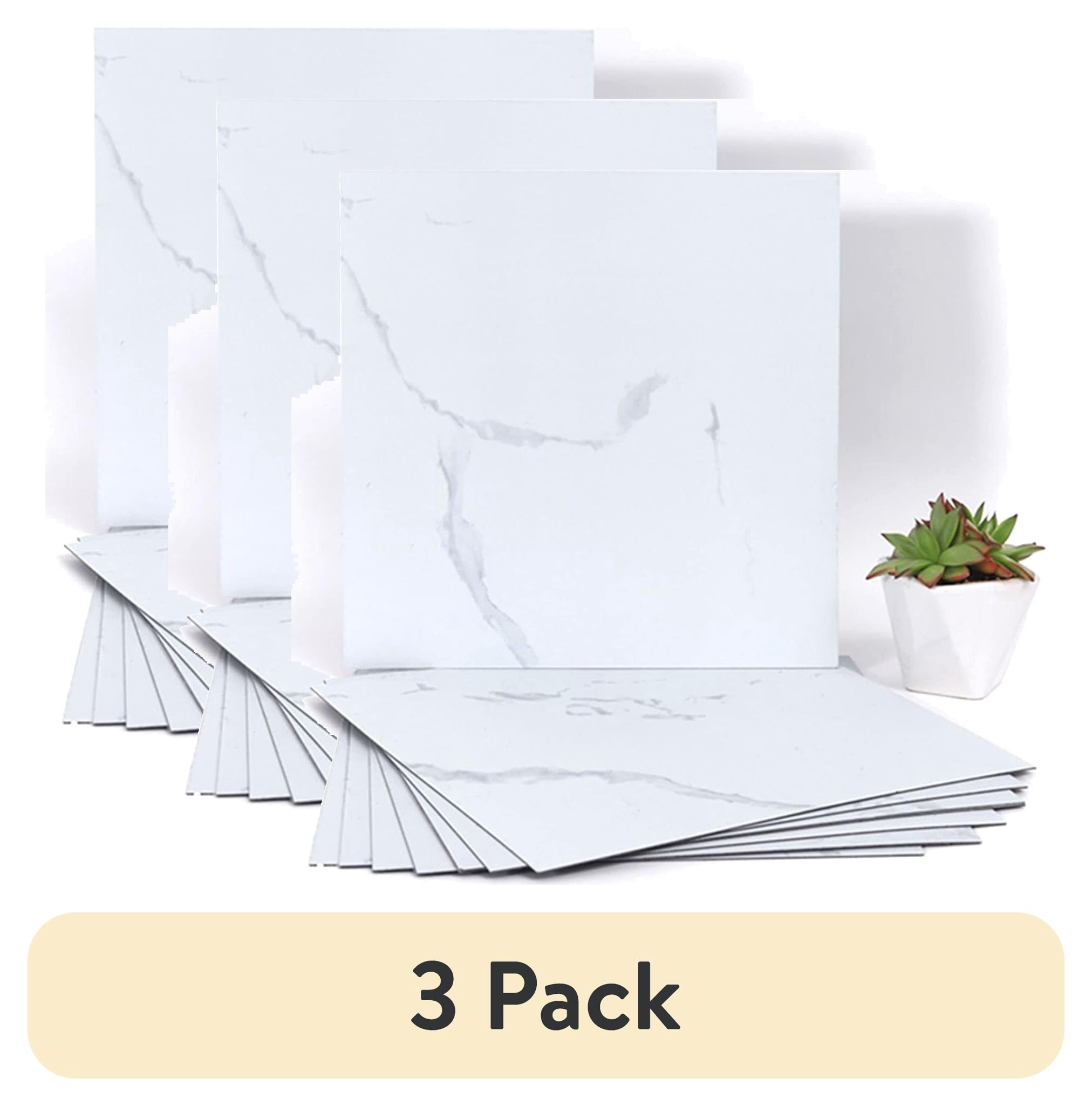 (3 pack) UMIGGEE White Marble Peel and Stick Floor Tile Self Adhesive Vinyl Flooring 12-in x12-in x1.0mm (20-pcs)For Kitchen Living Room Bedroom Home Decoration (20 Sq. ft./Pack)