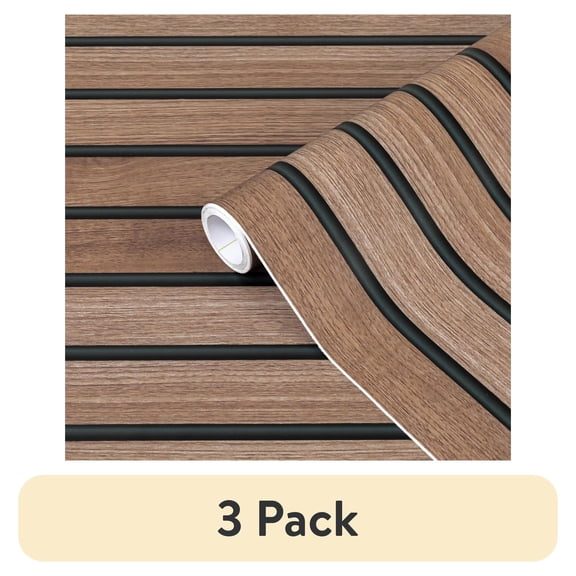 (3 pack) UMIGGEE Wood Slat Wallpaper Peel and Stick Wallpaper Faux Brown Shiplap Contact Paper Wood Panel Grain Wall Paper Self Adhesive Removable Vintage Decorative for Wall Covering 17.3 Inch x 118 Inch