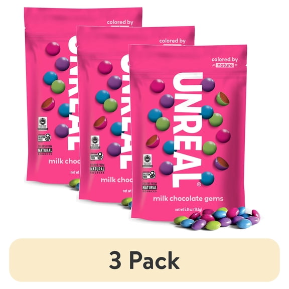 (3 pack) UNREAL Milk Chocolate Gems, 5 oz